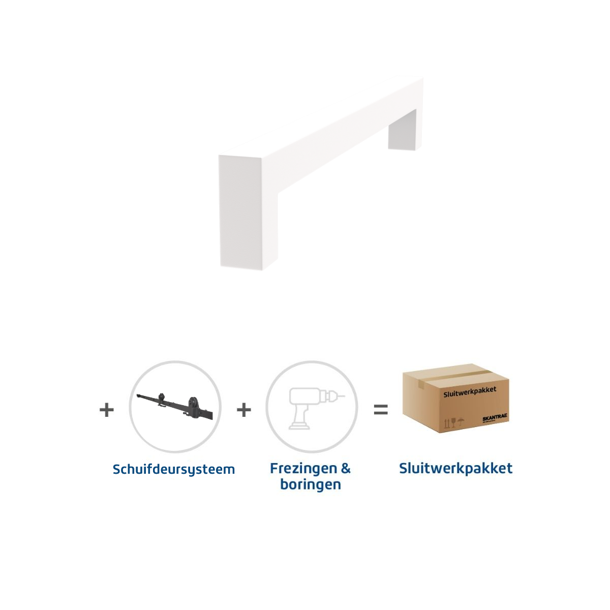 Sluitwerkpakketten met Deurgreep 20x300 Squared Wit